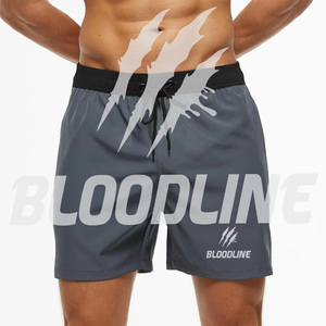 BLOODLINE Pantalones cortos deportivos informales de secado rápido con cordón y cintura media para hombre, color granate - Product Image 4