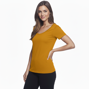 เสื้อยืดแขนสั้นลำลองสำหรับผู้หญิง ลายเรียบ ผ้าระบายอากาศน้ำหนักเบา รับสกรีนโลโก้ เสื้อผู้หญิง ท็อปผ้าถักเจอร์ซีย์ - Product Image 3