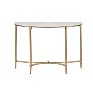 Table console en métal LINEA de forme orbitale avec plateau en marbre blanc, table console de luxe en métal pour salon - Product Image 5