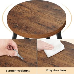 Tabouret de bar industriel moderne avec siège en bois et structure en métal, chaise haute pour cuisine, salon et mobilier de bar - Product Image 4