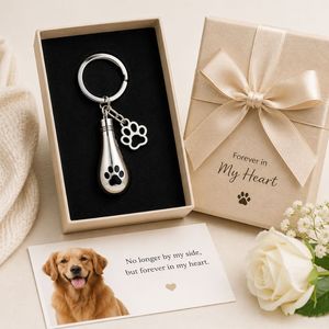 Pet Cremation Urns Keychain with Pear Shape Pendant, Zinc Alloy Keepsake Keyring for Pet Loss <b>Memorial</b> <b>Gifts</b> - Product Image 2