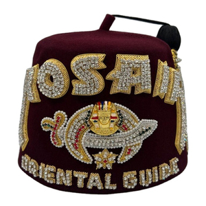 Sombrero Fez Masónico Personalizado con Bordado Étnico, Pedrería y Hilos de Oro, 100% Lana, para Fiestas y Uso Casual al Aire Libre - Product Image 1