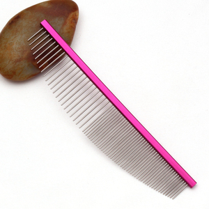 Peigne de toilettage pour animaux de compagnie, chiens et chats, en acier inoxydable, à dents arrondies, professionnel et coloré - Product Image 1