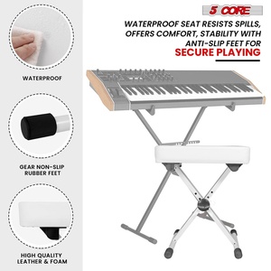 Adjustable 20.5" Heavy Duty Piano Stool-3 Inch <b>Padded</b> Keyboard <b>Bench</b> Portable Guitar Seat - Product Image 5