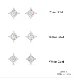 Boucles d'oreilles clous en or 14 carats et diamants de qualité supérieure pour femme, légères et luxueuses, idéales pour les voyages et les soirées, disponibles en gros - Product Image 1