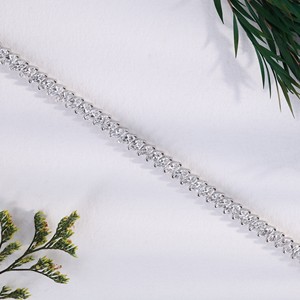 White Gold Marquise Cut Lab Grown Diamond Tennis Bracelet Angled Leaf Link Chain Bracelets Wedding Fine Jewelry <b>Gift</b> For Women - Product Image 2