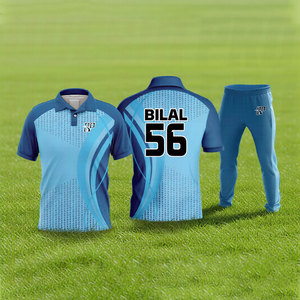 Ensemble d'uniformes de cricket imprimés par sublimation, design d'usine professionnel, couleur bleu ciel, uniformes de cricket de style optimal, vêtements de sport faciles à porter - Product Image 2