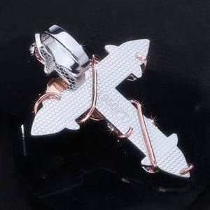 Pahal Fashion Bijoux Unisexe Or Rose Pendentif Breloque Hip Hop S925 VVS1 Moissanite Croix Rose Ensemble Collier Chaîne Cubaine - Product Image 2