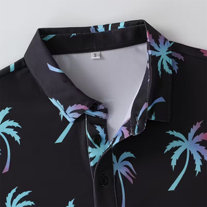 Polo de golf pour adulte, imprimé palmiers, qualité supérieure, manches courtes, tissu confortable, séchage rapide. - Product Image 3