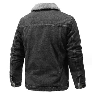 Winter Men's Retro Short Stone Washed Hooded Denim Jacket Warm Thick Casual Outerwear Comfortable Wholesale Price High Quality - Product Image 4