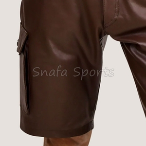 Nuevos pantalones cortos de cuero para hombre, personalizados, casuales y deportivos, con cordón ajustable, en venta. - Product Image 6