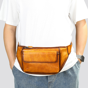 Bolso Bandolera de Cuero Genuino Impermeable para Hombre, Riñonera de Cuero para Hombre, Bolso Cruzado de Cuero para el Pecho - Product Image 6