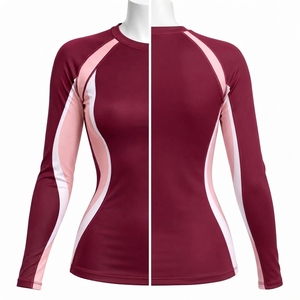 <b>Women</b> <b>Rash</b> <b>Guard</b> Crafted From Soft Stretch Textile Comfortable Athletic Silhouette Long Sleeve Construction Quick Dry - Product Image 6