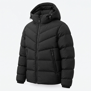 Wholesale Custom Black Hooded Puffer Jacket Winter <b>Padded</b> Quilted <b>Coat</b> Men's Women's Outdoor Windproof Warm Jacket OEM - Product Image 3