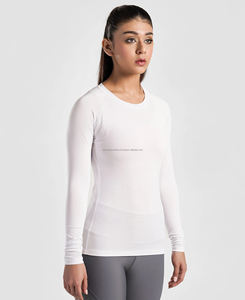 T-shirt de compression pour femme à col rond, respirant, séchage rapide, en coton et élasthanne écologiques, pour le sport, avec impression par transfert thermique - Product Image 3