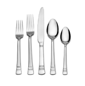 Ensemble de couverts en acier inoxydable 5 pièces fabriqués à la main avec poignées enduites de brun Style américain couleur argent - Product Image 6
