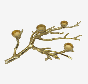 Vente chaude Bougeoir en métal doré de style antique, support de bougie chauffe-plat en forme de branche d'arbre, décoration de Noël et de Pâques pour la maison - Product Image 1