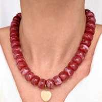 Colliers en perles de résine et de perles naturelles en forme de cœur, faits à la main, style bohème, multicolores, bijoux cadeau unisexe pour les fêtes