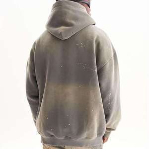 Custom Blank Vintage Distressed <b>Pullover</b> <b>Mens</b> Acid Washed Paint Splatter Sunfaded Winter Fleece Streetwear Hoodie No - Product Image 2