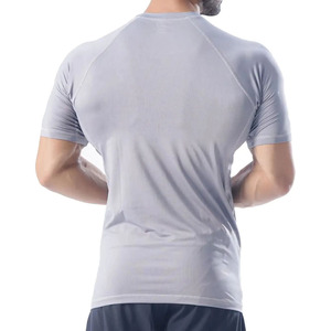 Camiseta de Compresión de Manga Corta Gris para Hombre, Secado Rápido, Corte Regular, Cuello Redondo, Informal, Estampado Digital, Jersey Sólido, 100% Algodón - Product Image 6