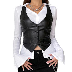 Collection Street : Gilet en cuir surdimensionné pour femme avec rembourrage 100 % cuir et coton, vêtement d'extérieur élégant sur mesure - Product Image 1