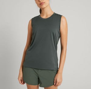 Camiseta sin Mangas para Mujer, Cuello Redondo, Color Sólido, Tejido de Punto, Secado Rápido, Estilo Deportivo, Largo Regular, 100% Poliéster - Product Image 1