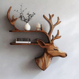 Handcrafted Deer Shaped <b>Solid</b> <b>Wood</b> Bookshelf Creative Animal Design Decorative Floor Display Rack - Product Image 1