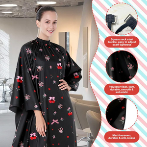 ผ้าคลุมตัดผมลายดอกไม้สำหรับผู้หญิง ขายดี ออกแบบเองได้ พร้อมคลิปโลหะปรับระดับได้ - Product Image 3