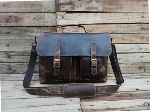 Bolsa para Portátil de Cuero 100% Genuino al por Mayor, de Alta Calidad, Clásica, con Cierre Externo, Ecológica, Portátil y Ligera - Product Image 1