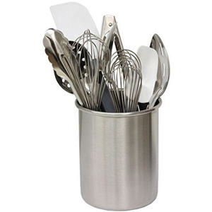 Handmade Silver Finished <b>Metal</b> Cutlery Holder Round Shape Utensil Caddy Flatware Organizer <b>For</b> Countertop Dining Storage Holder - Product Image 4