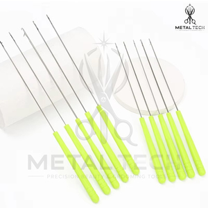 Light Green Handle Steel Hair Extension Loop <b>Threader</b> Latch Hook Micro Ring Link Pulling <b>Needle</b> Set Bulk Salon Equipment - Product Image 5