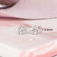 [Sheri Jewels] Anting Wanita Gaya Bunga Klasik 18K Emas Putih Solid Berlian Alami 0,26ct Potongan Cemerlang Warna F-G SI1-2