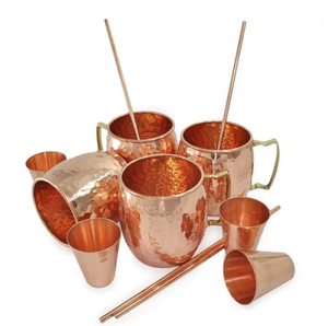 Ensemble de 4 tasses à Moscow Mule en cuivre pour cadeaux d'entreprise, tasses à bière de haute qualité, tasses à Moscow Mule en cuivre. Artisanat indien pour la maison. - Product Image 2