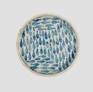 PERFECT ENTERPRISES Juego de Bandejas Redondas de Nácar, Bandeja para Servir con Incrustaciones de Concha Hecha a Mano, Decorativa - Product Image 4