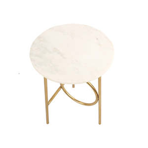 Table d'appoint en métal avec plateau rond en marbre de qualité supérieure, base géométrique, décoration de salon intérieur, prix de gros - Product Image 3