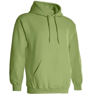 Sweat-shirt à capuche en molleton vert uni pour homme, coupe classique, décontracté, avec poche avant et cordon de serrage - Product Image 2