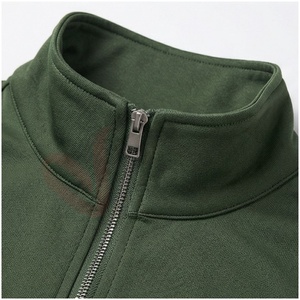 Ensemble de survêtement vert pour homme, manches longues, col montant, fermeture éclair sur le devant, couleur unie, respirant, coupe décontractée, vêtements d'automne - Product Image 4