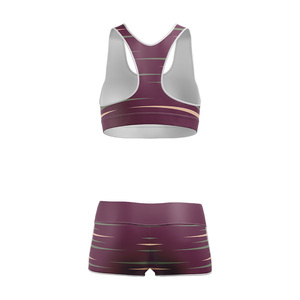 Custom Sublimated 2 Piece Women Fitness Set Sports Bra and <b>Shorts</b> High Waist Yoga <b>Gym</b> Workout Activewear OEM Manufacturer - Product Image 6