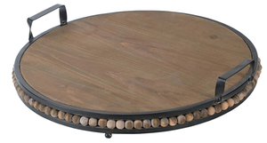 Modern & Top Trending <b>Black</b> Iron Handle Wooden Beaded <b>Tray</b> Metal <b>Serving</b> <b>Tray</b> for Table Decoration Customized Size & Shape - Product Image 6