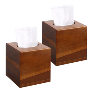 Boîte à mouchoirs en bois fantaisie, style vintage, avec fermoir en métal, finition marron foncé, forme carrée, pour la décoration de la maison ou du bureau - Product Image 6