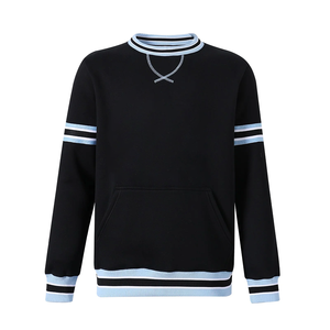 New 2026 Fraternity Style Men's <b>Black</b> Crewneck Sweatshirt Custom Greek Letter Logo Chenille Embroidery Cotton Wholesale Supplier - Product Image 1