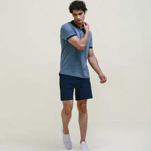 Camisa Polo Azul para Hombre, Diseño de Cuello en Contraste, Algodón Transpirable, Informal, Manga Corta, para Golf, Tenis, Verano - Product Image 5