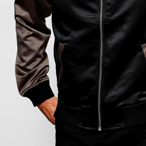 Satin Jackets High Quality Cheap Price <b>Warm</b> Button Custom Men Wholesale Satin Varsity Jacket For Men - Product Image 4