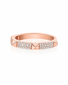 Anillo de Compromiso de Lujo Clásico con Banda Geométrica de Diamantes Pavé, Oro de 10K, 14K, 18K, Plata 925, 935, Chapado en Rodio, Joyería para Mujer - Product Image 2