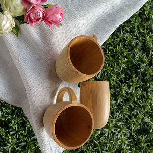 Tazas de Agua de Madera de Caucho al por Mayor con Asa, Tazas y Platillos para Té - Product Image 4