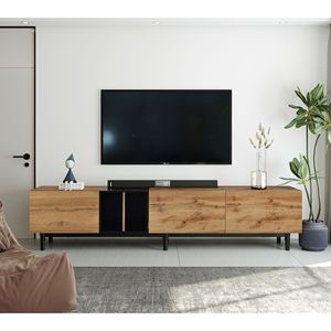 Mobile TV Moderno per TV da 80 Pollici, Consolle Multimediale a 3 Ante con Ampio Armadio Contenitore per Soggiorno - Product Image 4