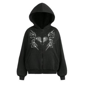 Fabricant de vêtements OEM, sweats à capuche avec strass, logo personnalisé, sweats à capuche zippés avec strass pour hommes - Product Image 1