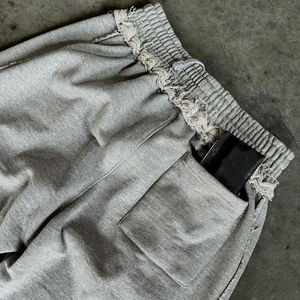 Essential Wide Leg Trousers Track Flare Sweat Pants Men Straight <b>Stacked</b> Baggy Sweatpants Embroidery French Terry Cotton Pants - Product Image 5