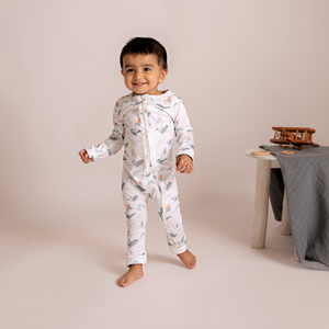 La Baleine du temps Barboteuse à fermeture éclair en bambou élasthanne de qualité supérieure pour bébé - Product Image 1