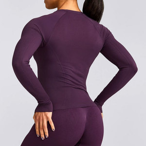 Ropa Deportiva ODM para Mujer, Camiseta de Compresión de Manga Larga para Running y Fitness, Diseño Elástico en Cuatro Direcciones, Puños con Orificio para el Pulgar, Lisa - Product Image 2